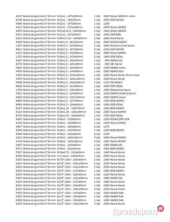 Walce do walcowania gwintów walcarki UPWS8 Kłobuck