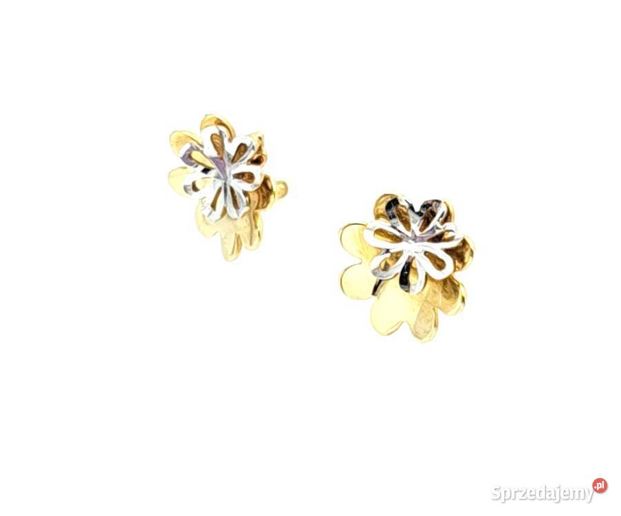 Kolczyki Złote pr585 Kwiatki sztyft Z169 Kolczyki wielkopolskie