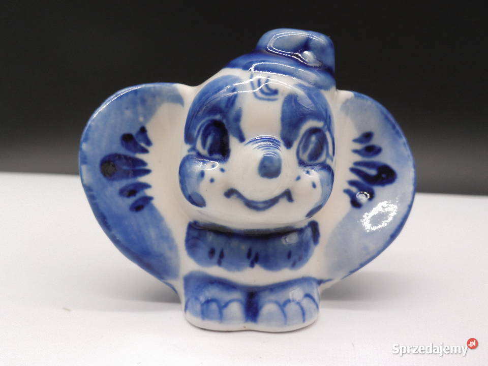 Unikatowa Porcelanowa Figurka Słonika Gżel ZSRR wielkopolskie