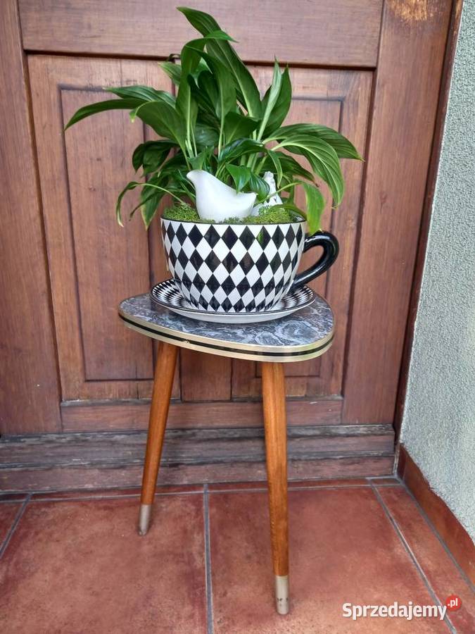 Stolik kwietnik patyczak vintage lata 60 PRL Donice ogrodowe Rawicz