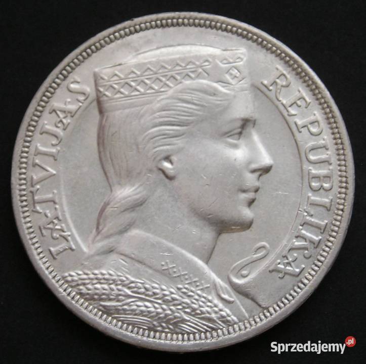 ŁOTWA 5 LATI 1931 SREBRO Łódź