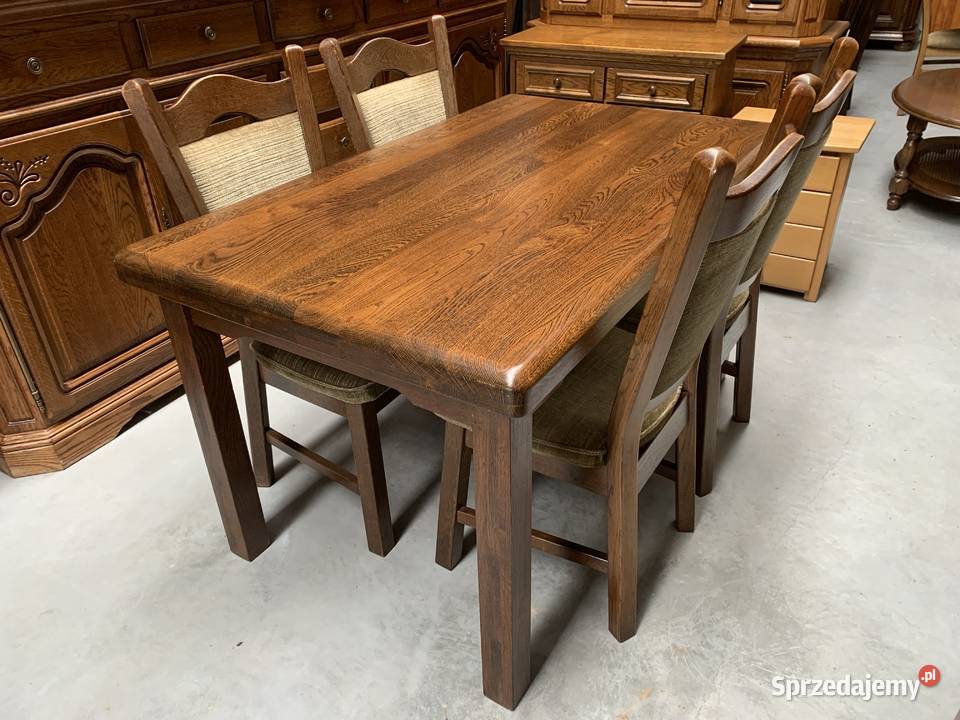 MASYWNY DĘBOWY HOLENDERSKI STÓŁ BLAT 654 KRZESŁA Ślesin