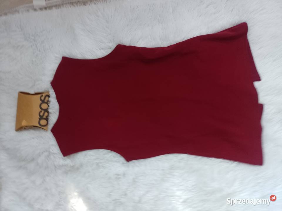 3638 ASOS Design Bordowa kamizelka ze złotymi Kraków sprzedam