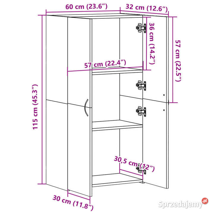 Szafka na dokumenty biała 60x32x115 WM840772
