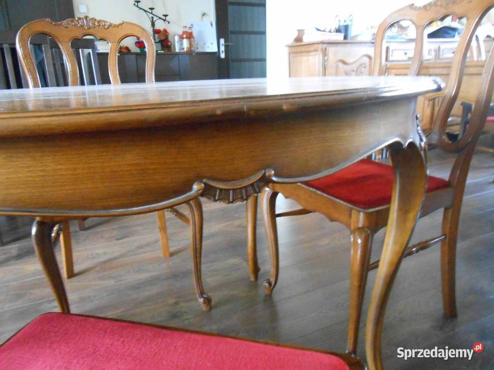 Stół dębowy rozkładany 6 krzeseł Przeźmierowo sprzedam
