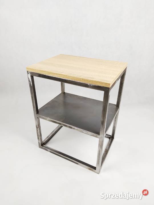 Stolik nocny industrialny z blatem i półką Kraków