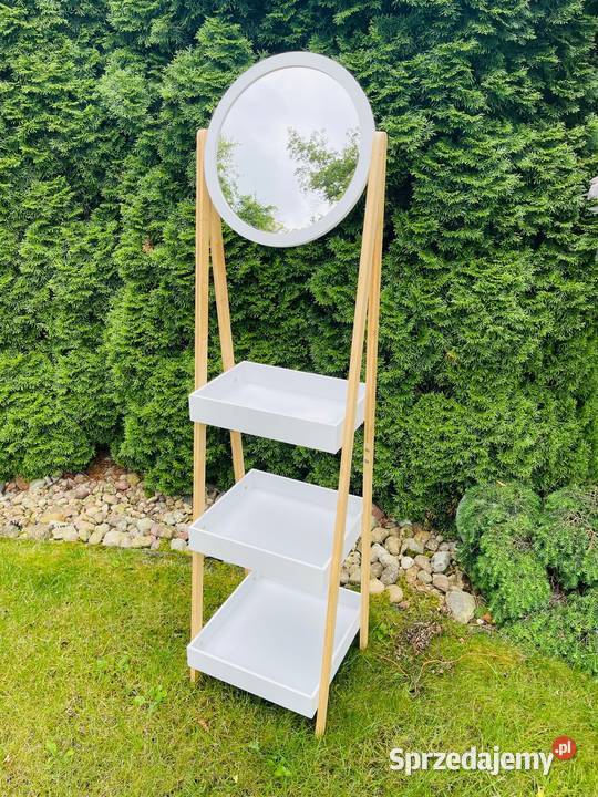Regał bambusowy drabinka z półkami i lustrem Walendów