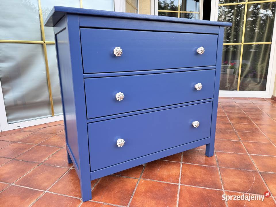 Komoda drewniana z szufladami granatowa szafka Meble Garwolin