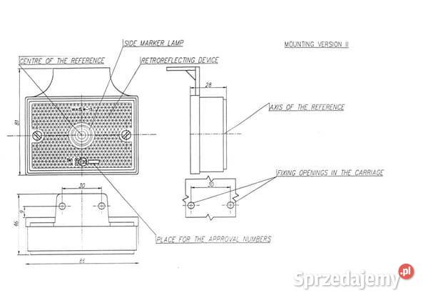 Lampa obrysowa prostokątna 1224V pomarańczowa Kamionna