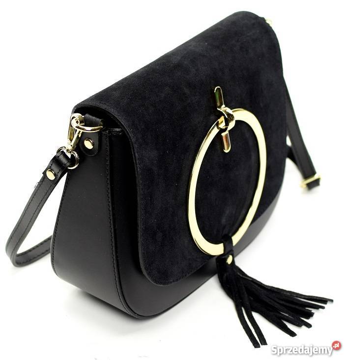 Włoska listonoszka torebka z kołem fuksja czarny Na ramię  Rzeszów