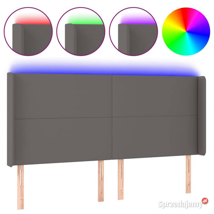 Zagłówek do łóżka z LED szary 163x16x118128 Warszawa