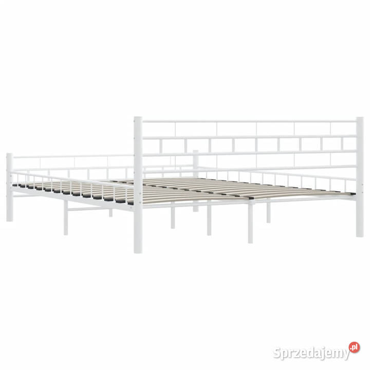 Łóżko Metalowe Białe Rama Łóżka Ze Stelażem 76cm