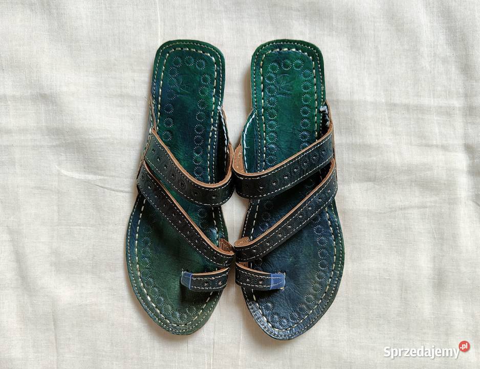 KOHGR2 Skórzane japonki kohalpuri 40 zielone zachodniopomorskie Szczecin