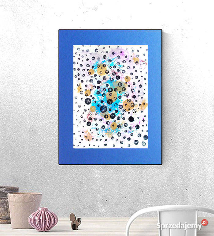minimalizm rysunek kosmos obraz abstrakcyjna odcienie błękitu Kraków