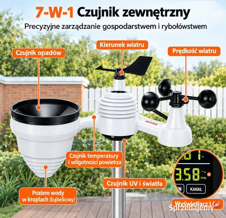 VEVORBezprzewodowa stacja pogodowa 7 w 1 Pozostałe Nowy Korczyn