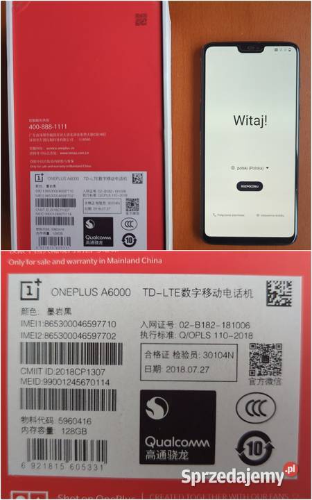 Telefon Oneplus 6 oryginalne pudełko sprawny Wólka Brzózka