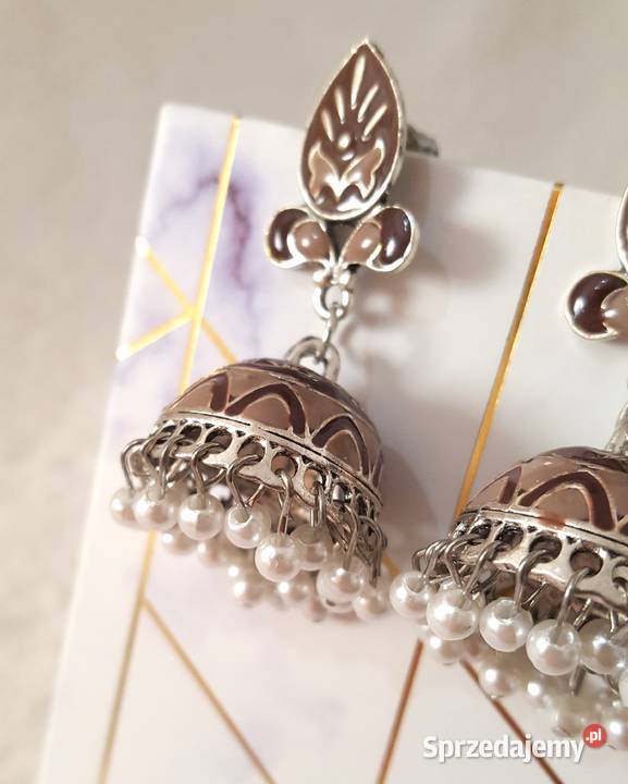 Kolczyki dzwonki jhumki orient brąz brązowe boho Szczecin