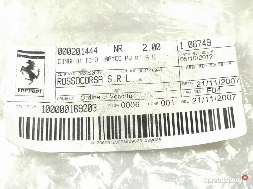 PASEK ALTERNATORA FERRARI 456 GT 550 575 612 osobowe sprzedam