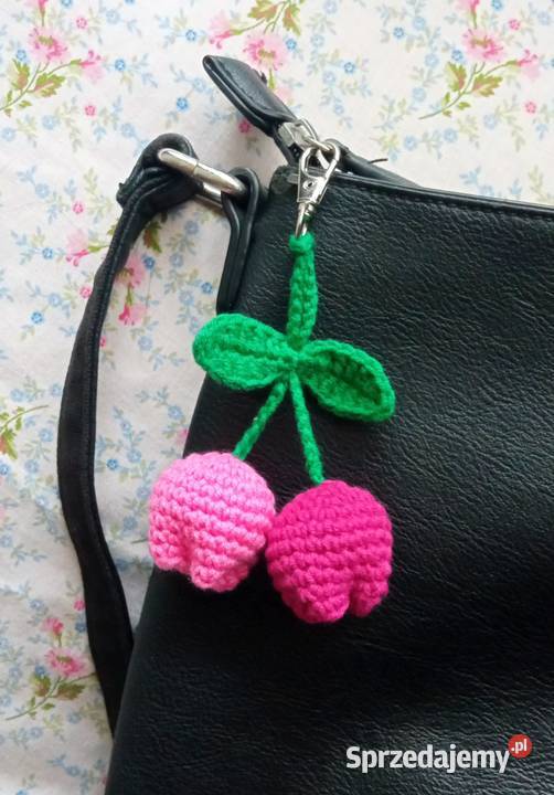 Tulipany wykonane na szydełku brelok Łask