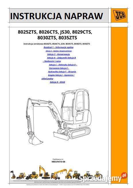 JCB 8025ZTS 8026CTS JS30 8029CTS instrukcja Kielce