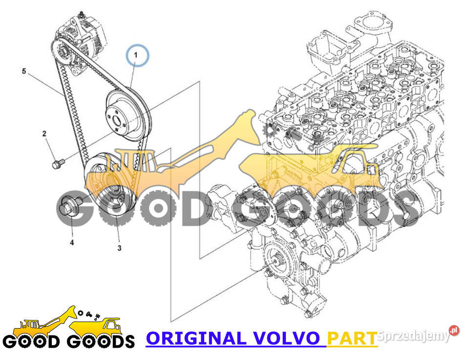 VOLVO KOŁO PASOWE POMPY WODY L30G D33H 16682759 Części do maszyn budowlanych