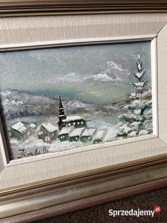 Obraz olejny zima sygnowany Zabrze sprzedam