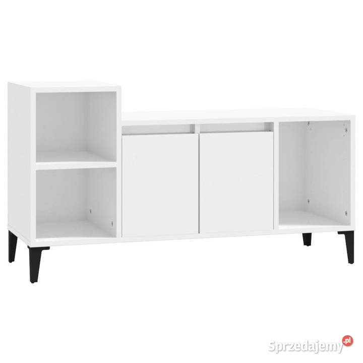 Szafka pod TV wysoki połysk biała 100x35x55