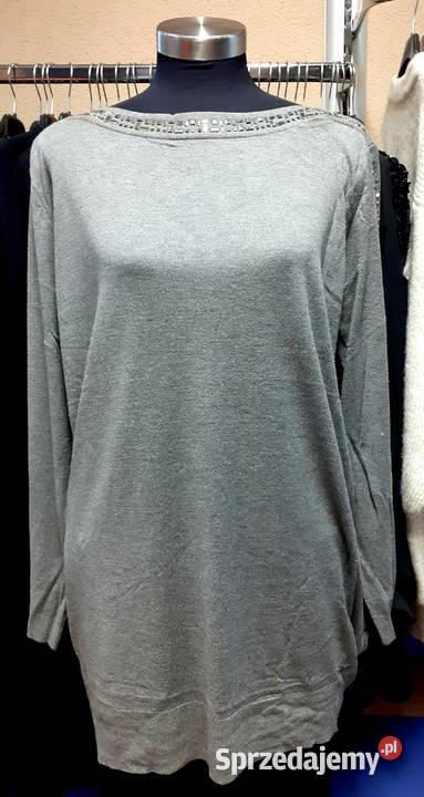 Sweter damski szary zdobiony Moda i Styl Kartuzy
