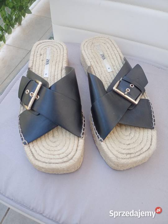 Klapki espadryle Zara damskie czarny