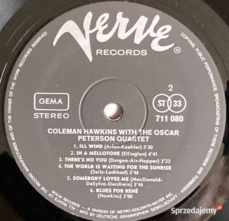 Coleman Hawkins with The Oscar Peterson Quartet 1 płyta zachodniopomorskie Szczecin
