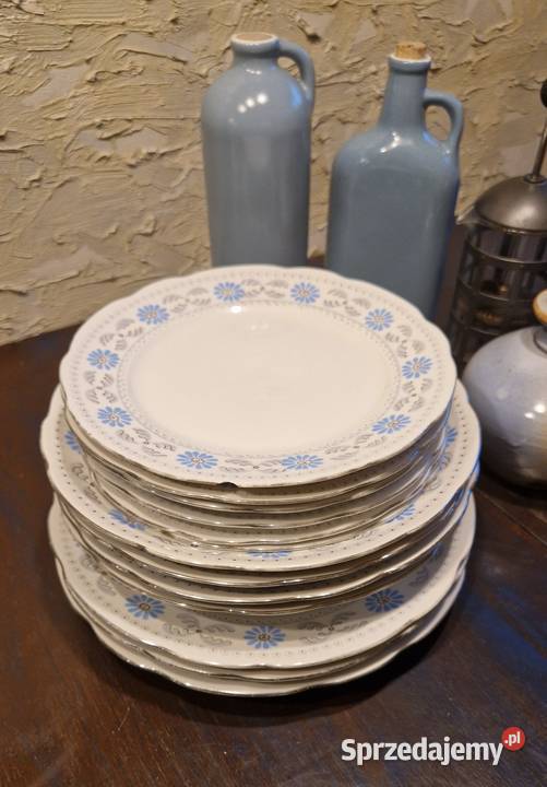 Zestaw 13 TALERZY ĆMIELÓWdekor niebieski Lublin