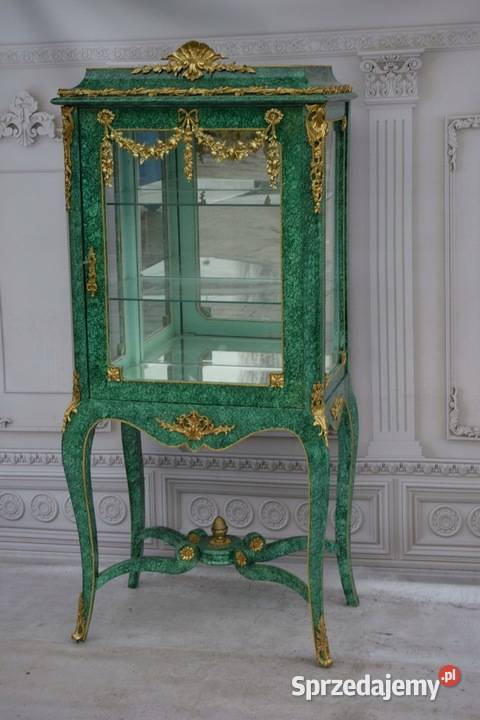 Witryna Okuta Brązem Medalion Porcelana Malachit Kredensy i witryny Dom i Ogród małopolskie Kraków