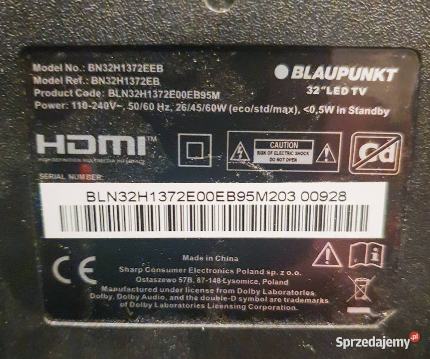 Telewizor Blaupunkt BN32H1372EEB 32 LED HD Ready Telewizory