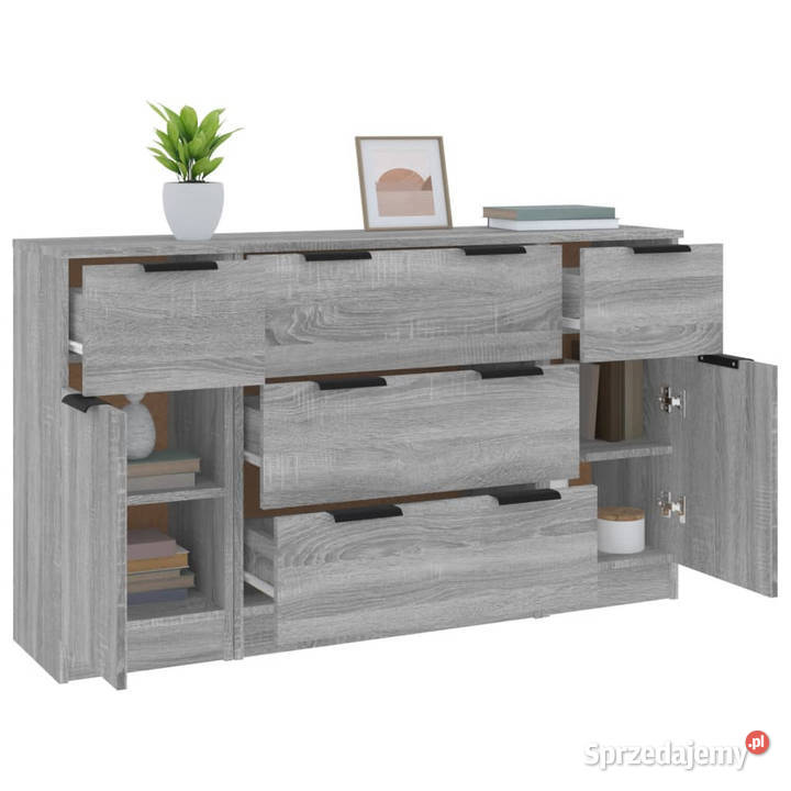 Szafki 3 szary dąb sonoma materiał Warszawa