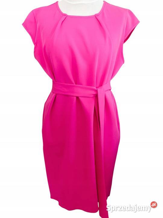 Sukienka z paskiem Zwężana ku dołowi Krótszy różowy Spódnice i sukienki Wieluń sprzedam