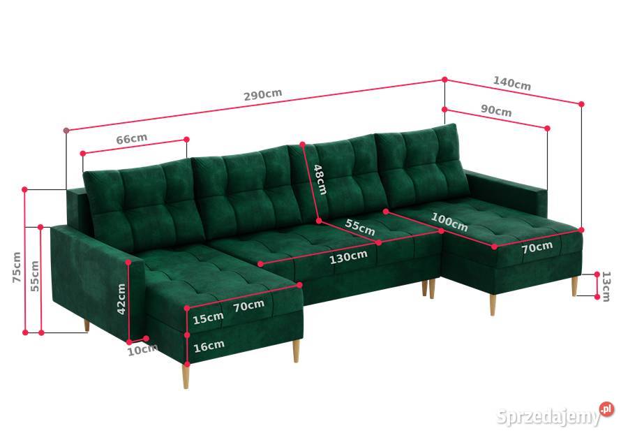 Narożnik skandynawski U butelkowa zieleń z dolnośląskie Wrocław