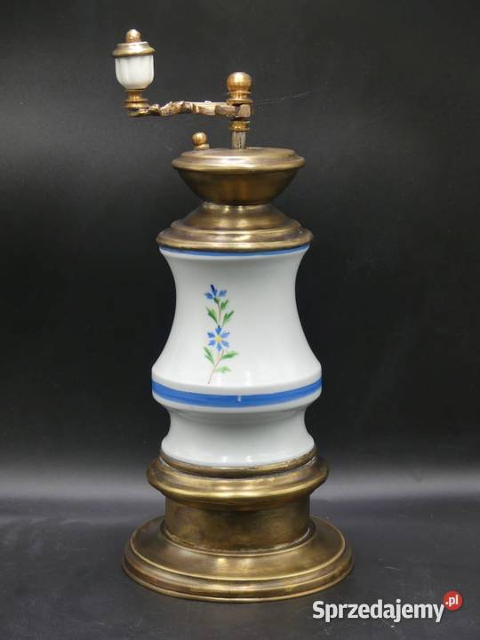 Duży niespotykany młynek do kawy sygnowany Antyki, Sztuka, Kolekcje