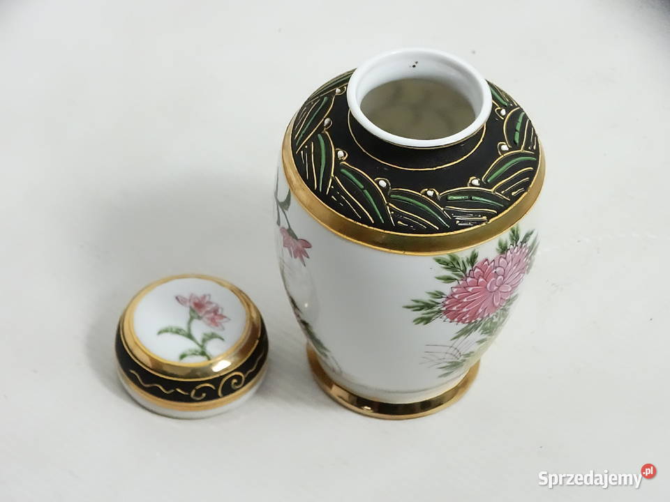 Japońska puszka pojemnik na herbatę Porcelana z Biłgoraj