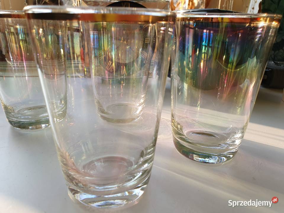 Stare szklanki ze szkła iryzowanego Porcelana i szkło Porcelana i szkło Myszków sprzedam