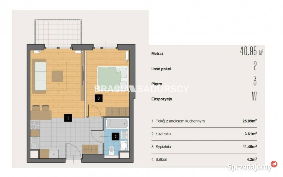 Mieszkanie 4095m2 2 pok Kraków