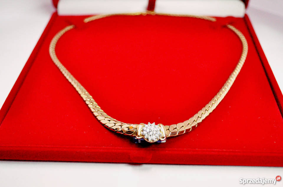 Kolia Złota Brylanty Certyfikat DOBRA