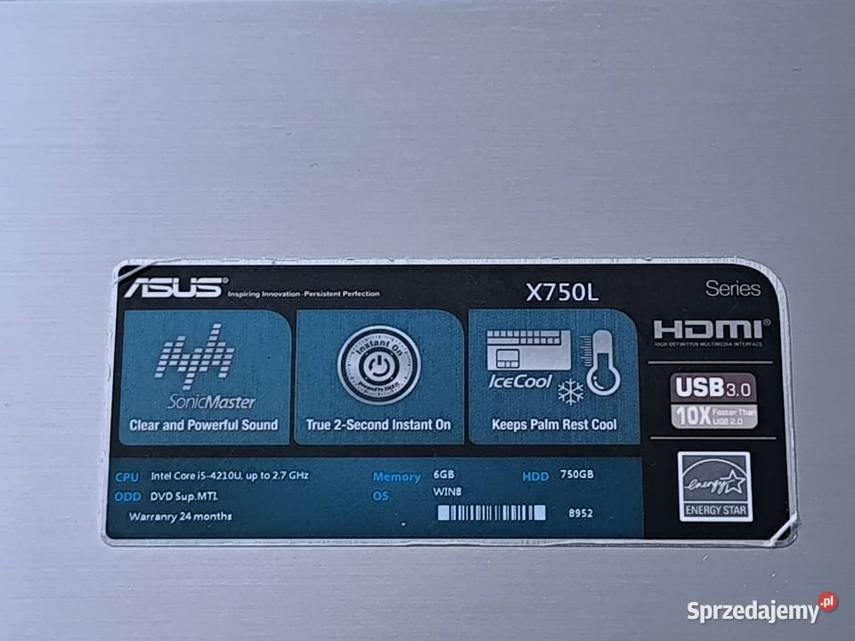 Asus X750L 173 Led i7 GeForce840m 16GBram 240SSD Intel Core i7 Przygodziczki