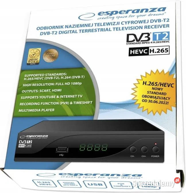 NOWY dekoder DVBT2 H265HEVC InternetTV IPTV