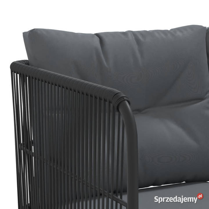 Narożna sofa ogrodowa z poduszkami czarna stal i