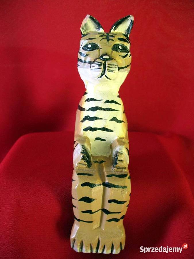 Kot kotek drewniana stara figurka z Bali 14x 6 x Siedlce