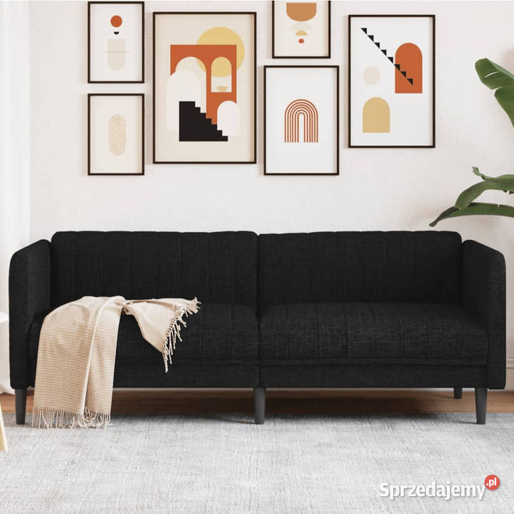 Sofa 3osobowa czarna tapicerowana tkaniną Warszawa