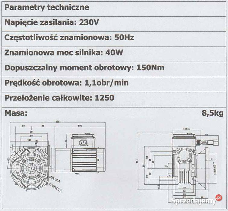 Motoreduktor Przekłądnia napęd do podajnika Pleszew