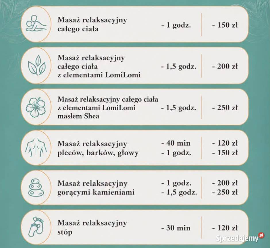 Masaż relaksacyjny całego ciała Gorzów Wielkopolski