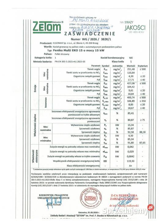 Kocioł piec co 15kW do 150m2 pellet groszek Sucha sprzedam