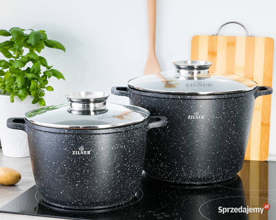 249 Zestaw największych garnków marmur czarnych śląskie Zabrze